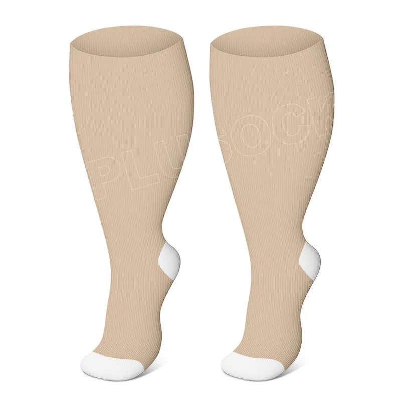 2XL-4XL Plus Size Solid Color Elastic Compression Socks