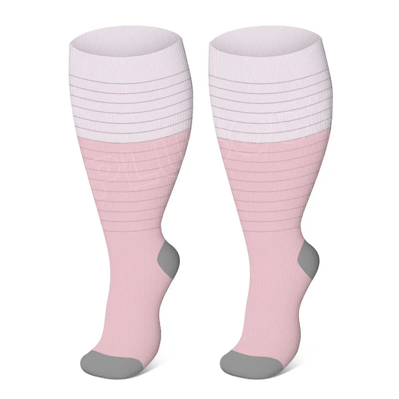 2XL-4XL Plus Size Solid Color Elastic Compression Socks