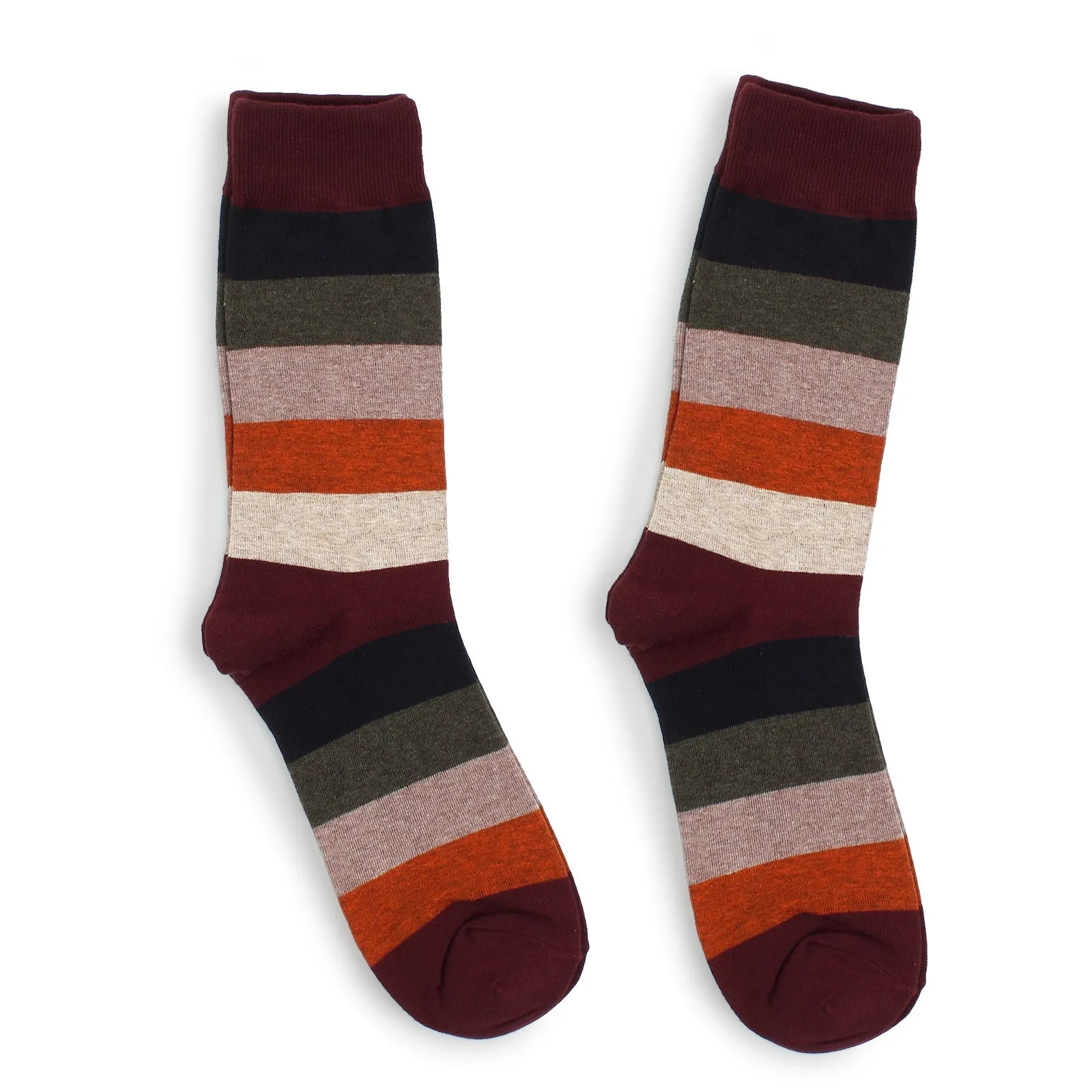 (5 Pairs) Mens Striped crew socks MR15