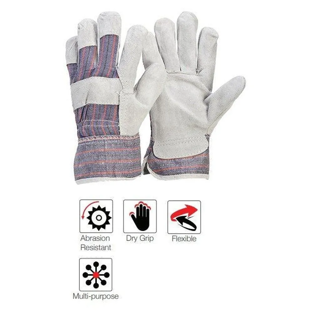 50mm 2.5'' Candy stripe chrome leather cotton back rigger gloves