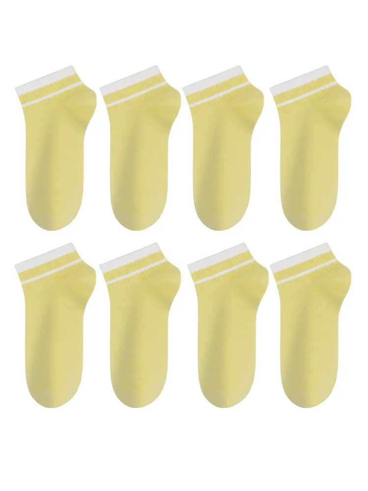 8 Pairs of Cotton Solid Color Casual Ankle Socks