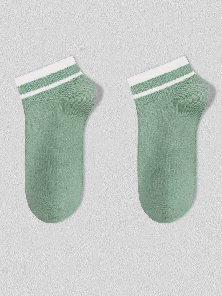 8 Pairs of Cotton Solid Color Casual Ankle Socks