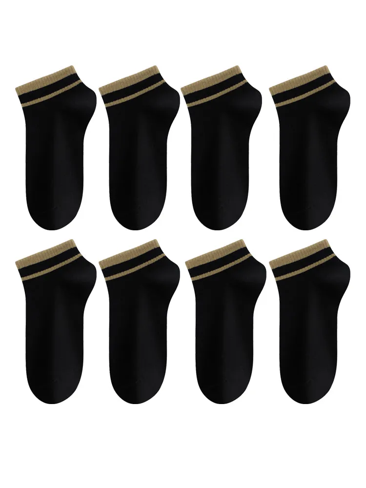 8 Pairs of Cotton Solid Color Casual Ankle Socks