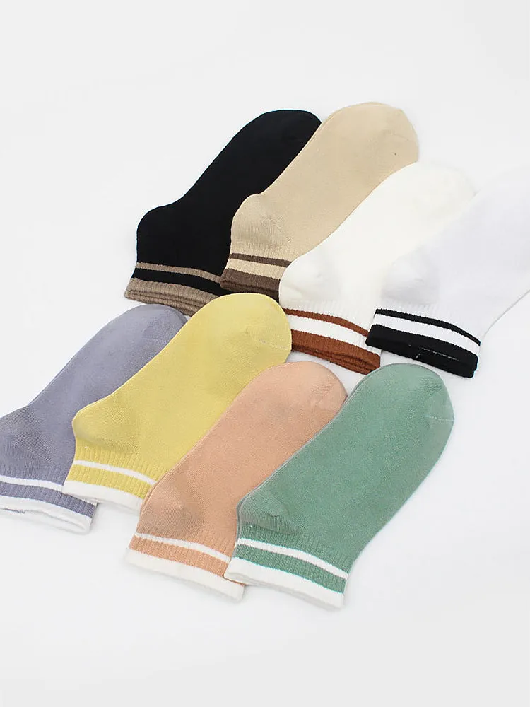 8 Pairs of Cotton Solid Color Casual Ankle Socks