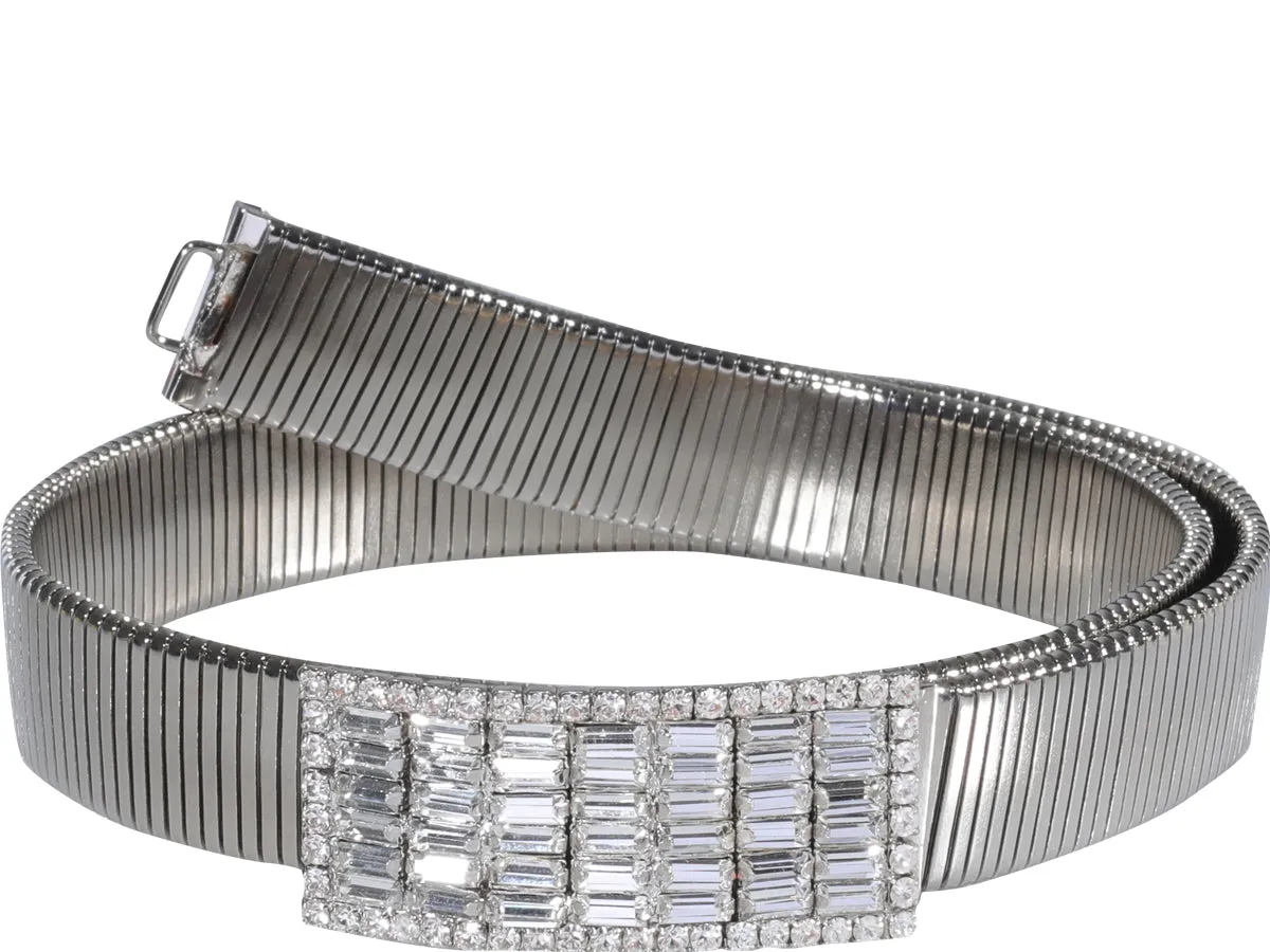 Alessandra Rich Crystal Embellished Buckle Belt