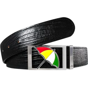 Arnold Palmer Ballmarker Buckle and Lizard Leather Belt in Black