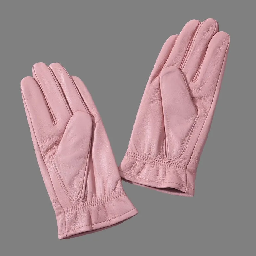 Aw - Luxury Light Pink Italian Leather Gloves