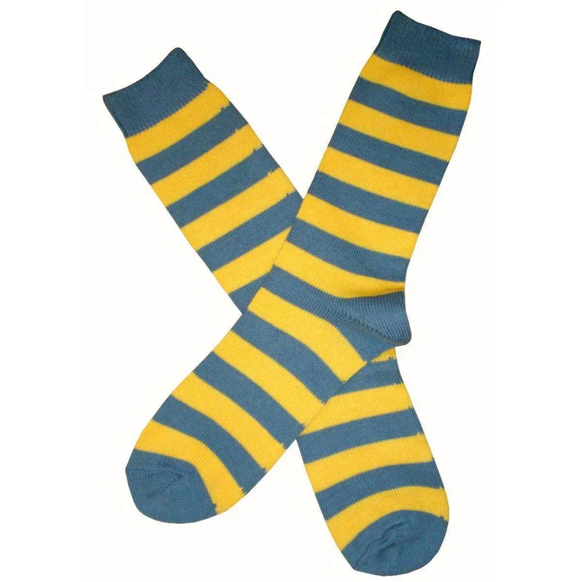 Bassin and Brown Striped Midcalf Socks - Yellow/Grey