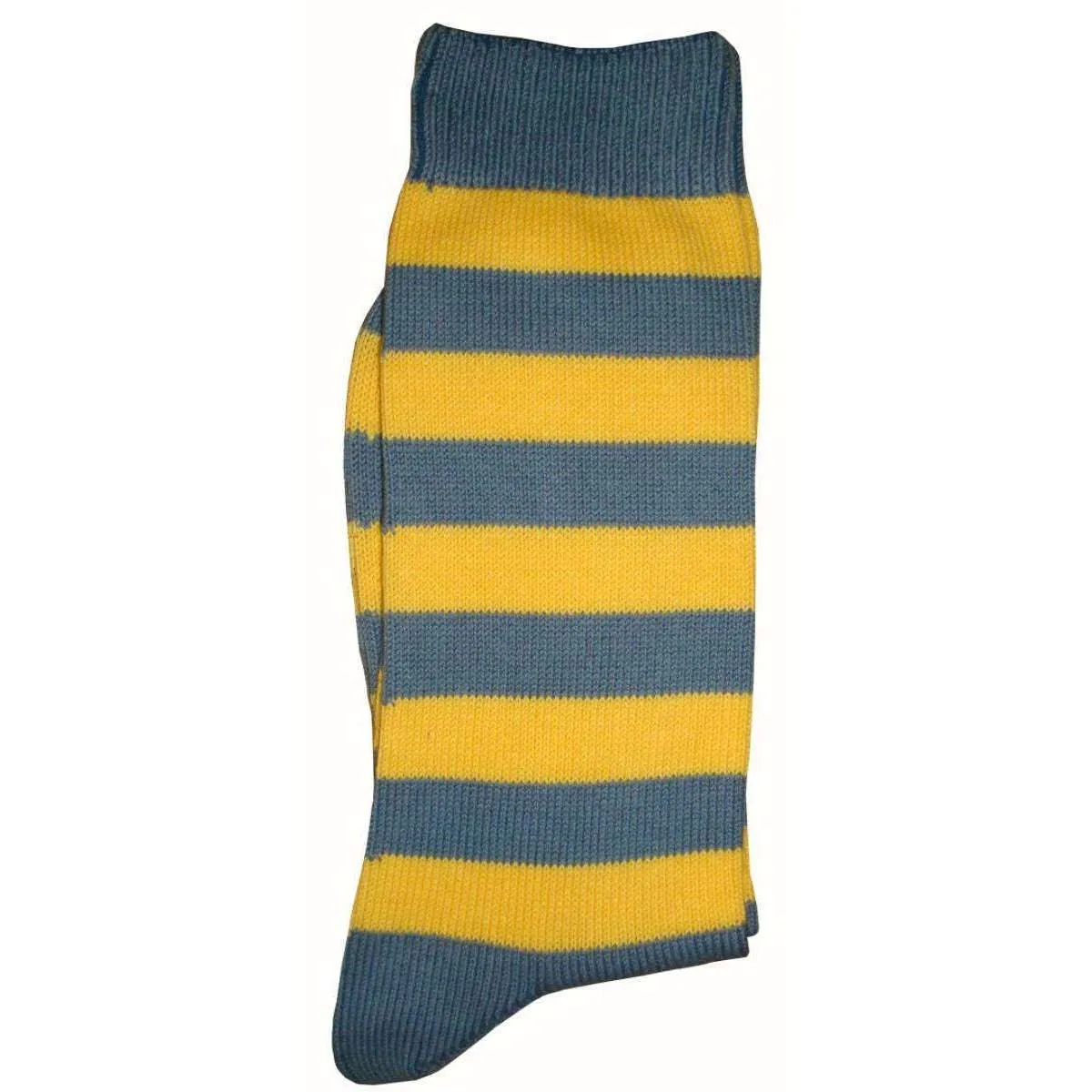 Bassin and Brown Striped Midcalf Socks - Yellow/Grey