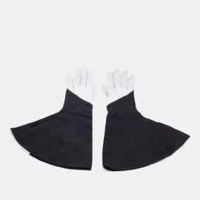 Black & Silver Suede & Leather Gloves S