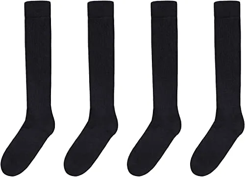 Black Slouch Socks for Women Girls, Cotton Long High Tube Socks, Fun Cute Black Scrunch Socks Women, Fashion Vintage 80s Gifts, 90s Gifts Black Socks 4 Pairs