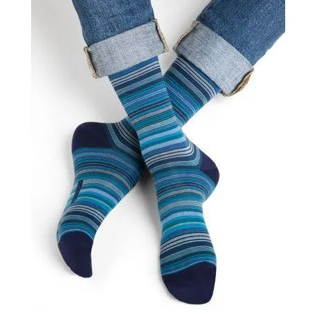 Bleuforet Men's Collection Finely Striped Cotton Socks