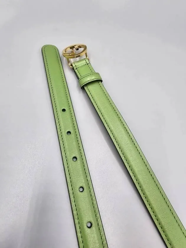 Blondie Thin Leather Belt Sage Green