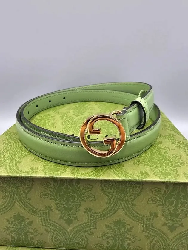 Blondie Thin Leather Belt Sage Green