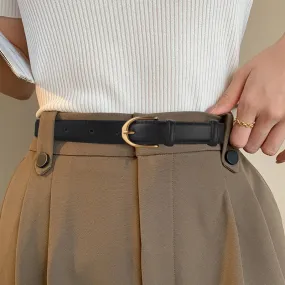  Bonnyshow   Women Belts New Genuine Leather Simple Metal Buckle Belt  Dress Jean Pants Waistband Belts for Lady Luxury Designer Brand