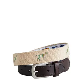 Bowsprit Belt Tan Embroidered with Camo Dog