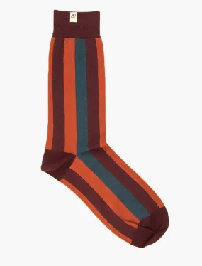 Burgundy Vertically Striped Organic Cotton Socks