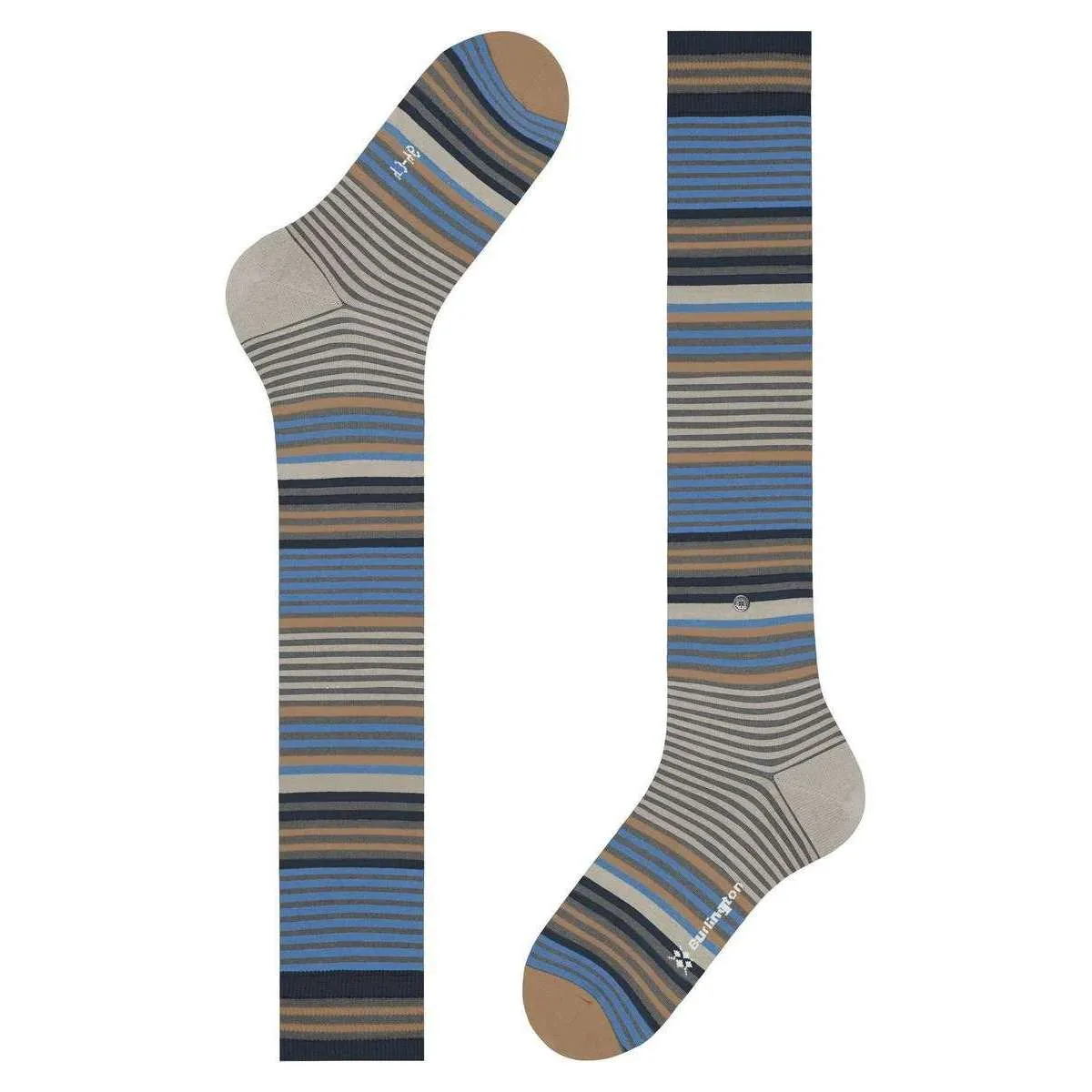 Burlington Stripe Knee High Socks - Dark Grey