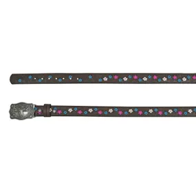 Catchfly Girl's Dark Brown Floral Belt