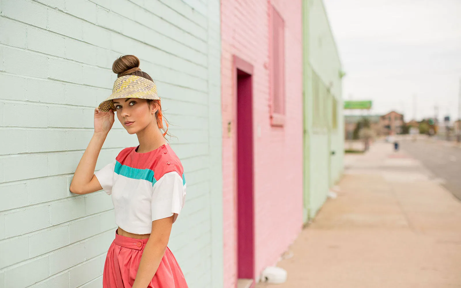 CLEMENTINE PANAMA STRAW VISOR - GREEN