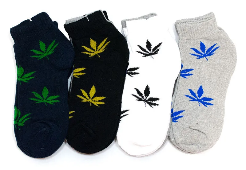 Colored Marijuana Printed Mens Ankle Casual Socks Wholesale