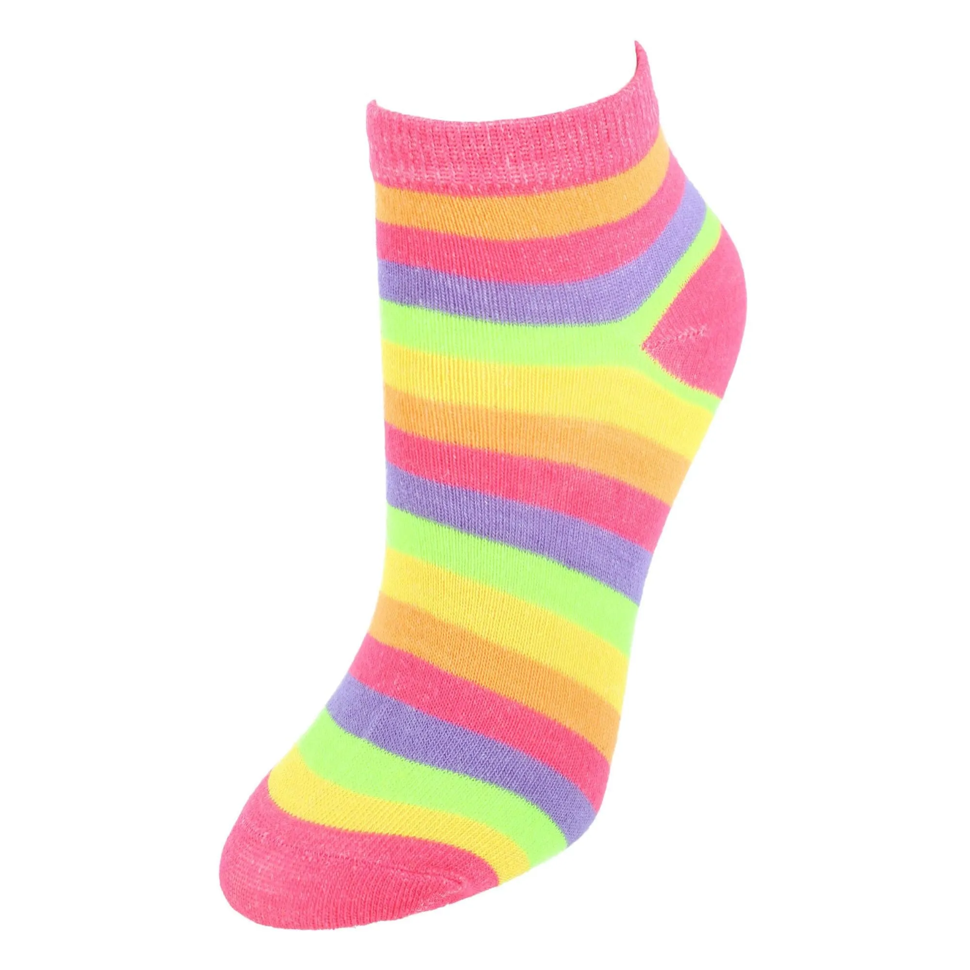 CTM® Women's Multi-Color Striped Low Cut Socks (6 Pack)