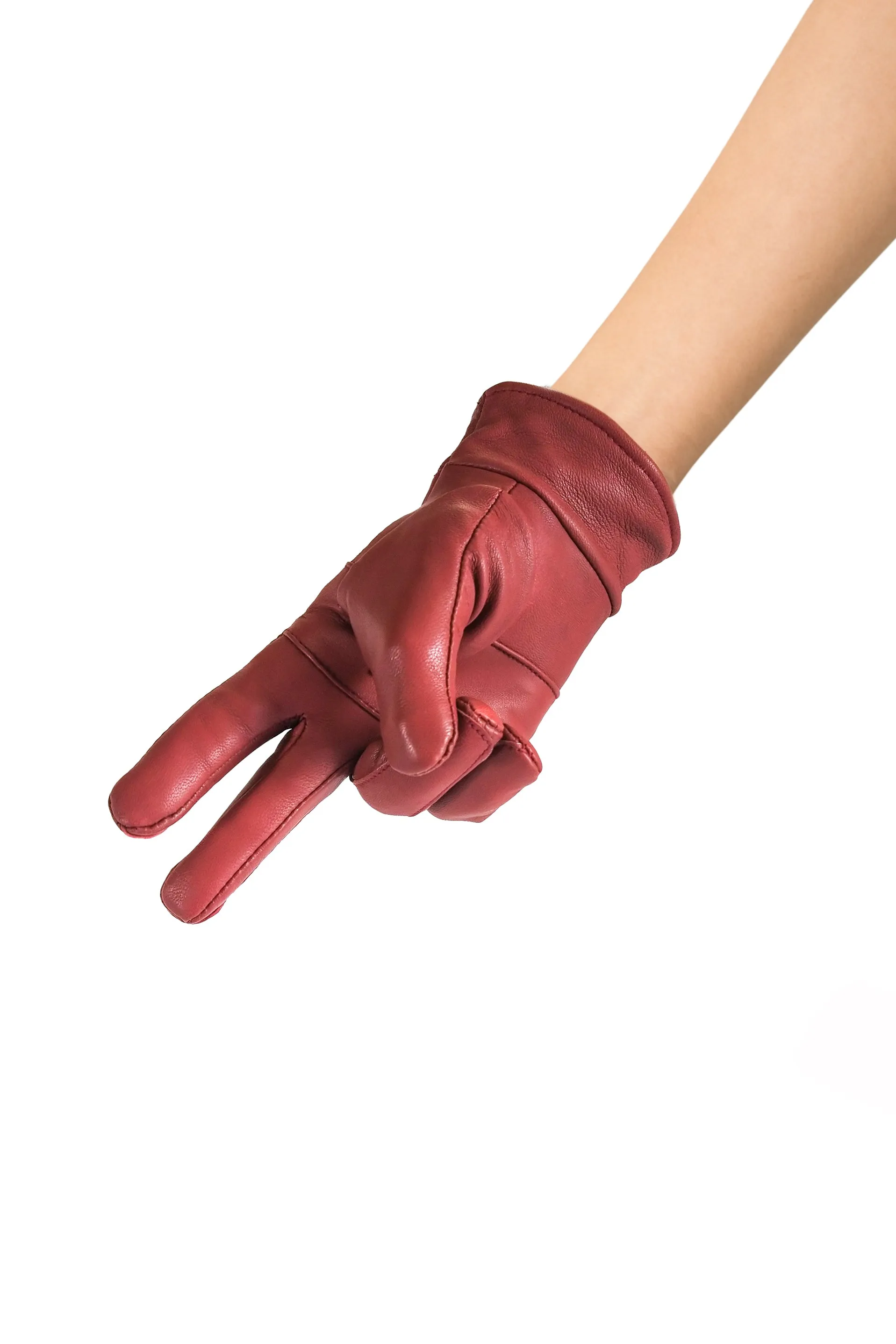 Durable Women's  Sheep Leather Winter Gloves // Dark Red