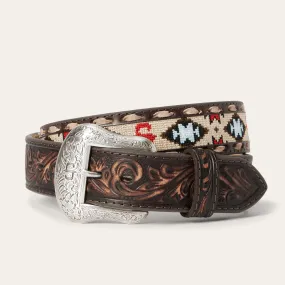 Embroidered Tooled Tab Belt