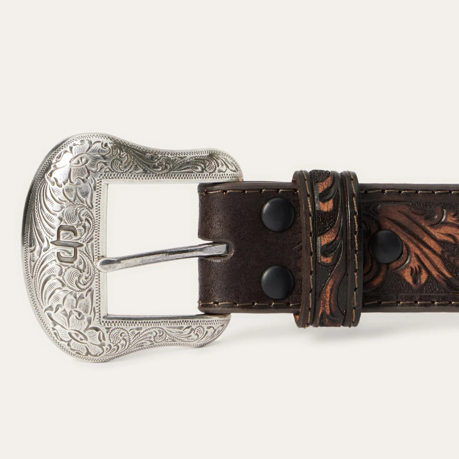 Embroidered Tooled Tab Belt