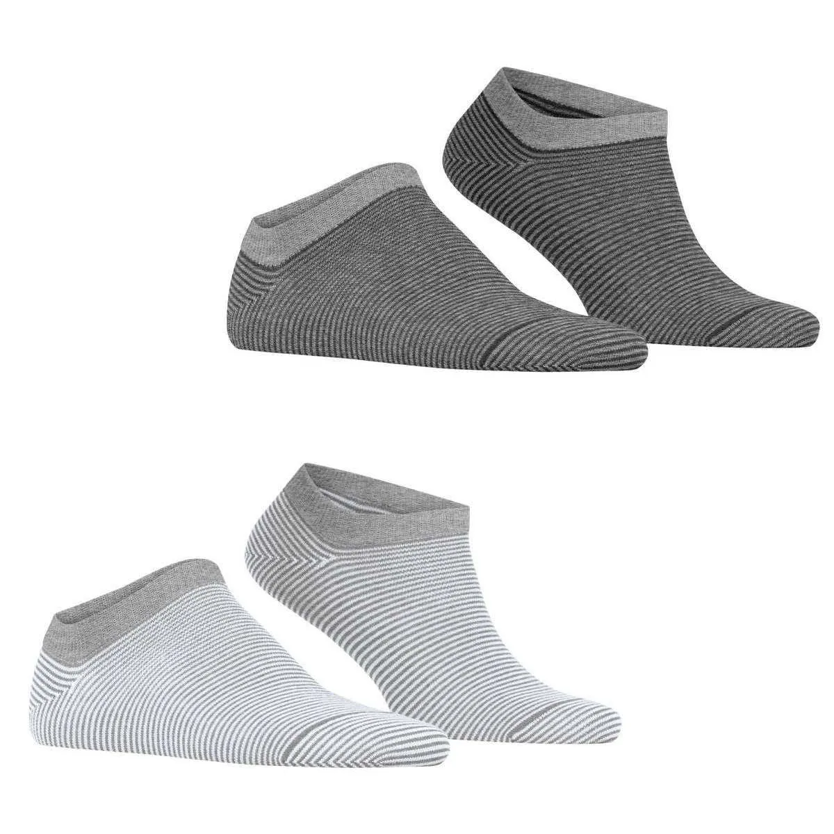 Esprit Allover Stripe 2 Pack Sneaker Socks - Grey Mix