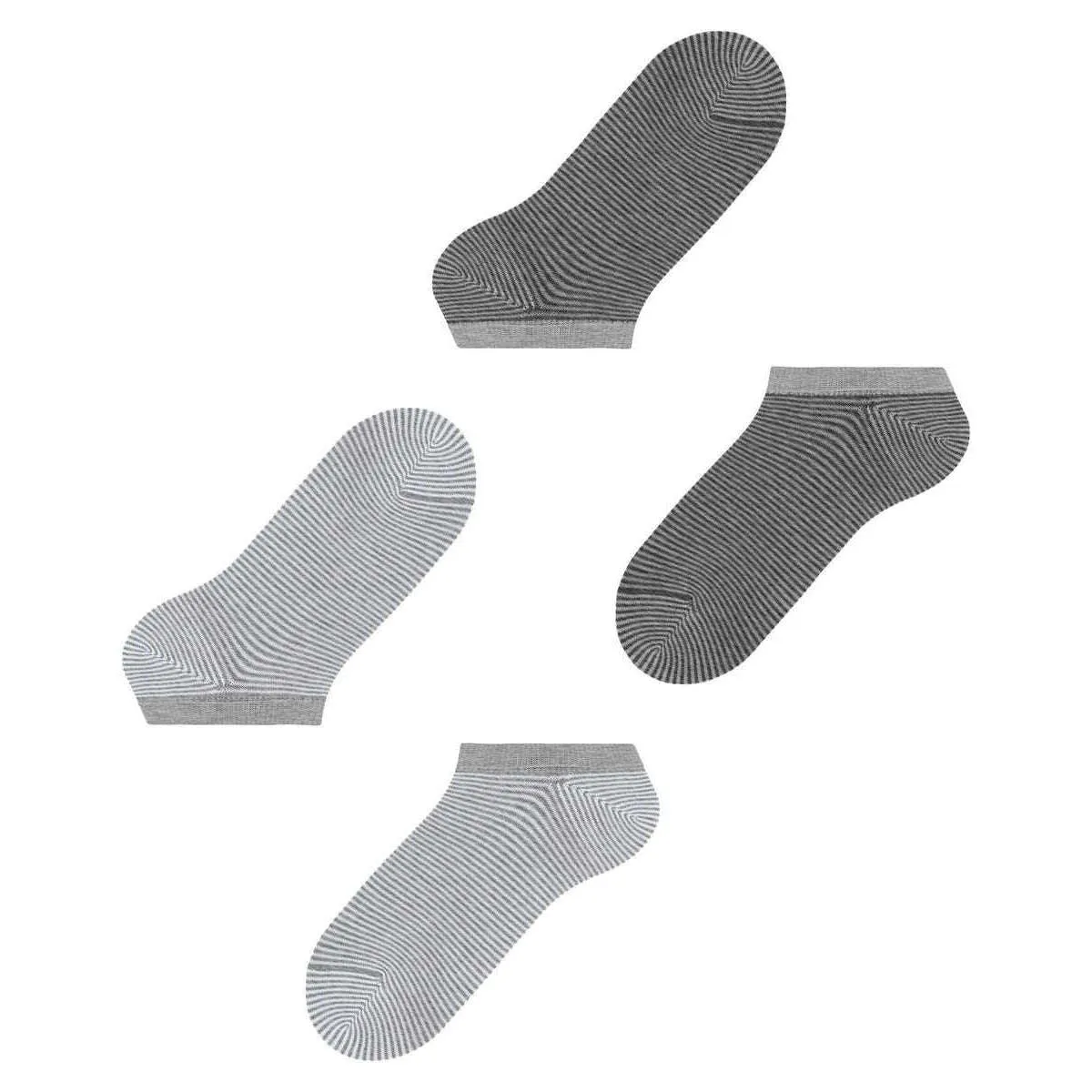 Esprit Allover Stripe 2 Pack Sneaker Socks - Grey Mix