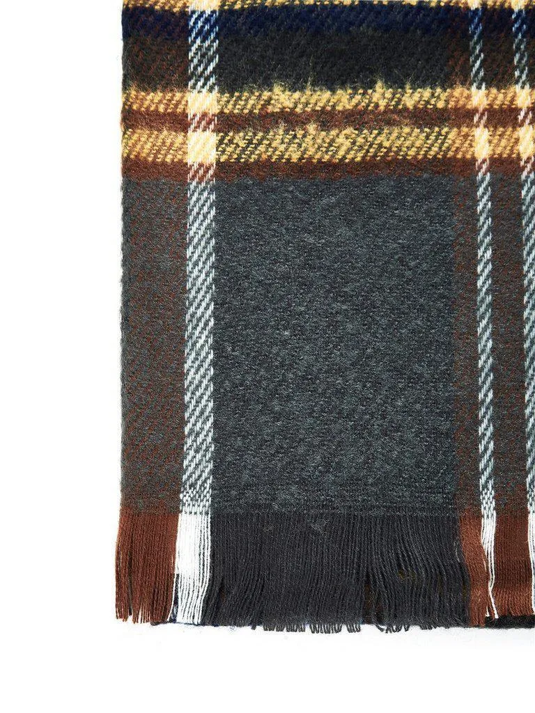 Frayed Trim Plaid Scarf