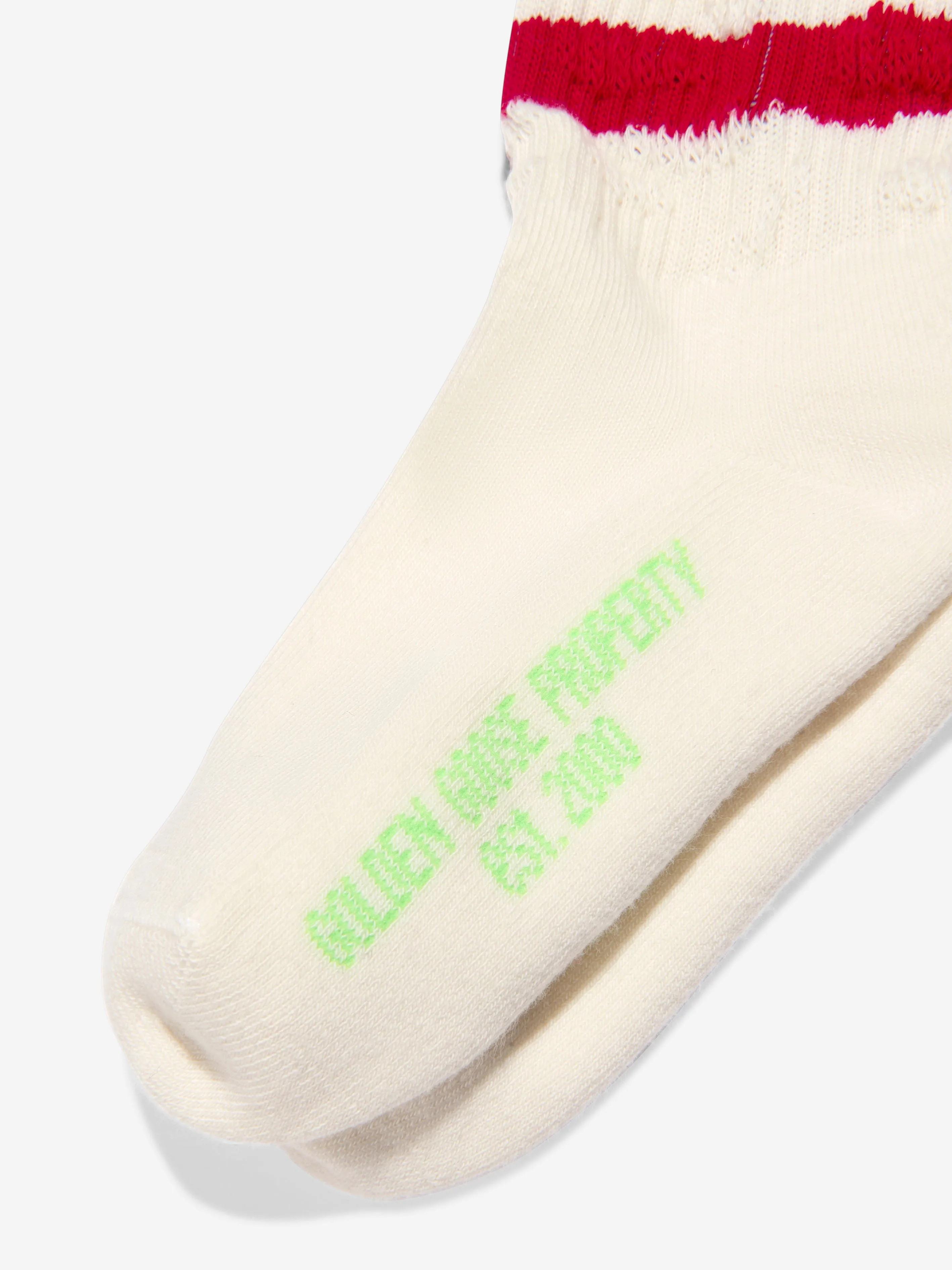 Golden Goose Kids High Rib Striped Distressed Socks in Ivory