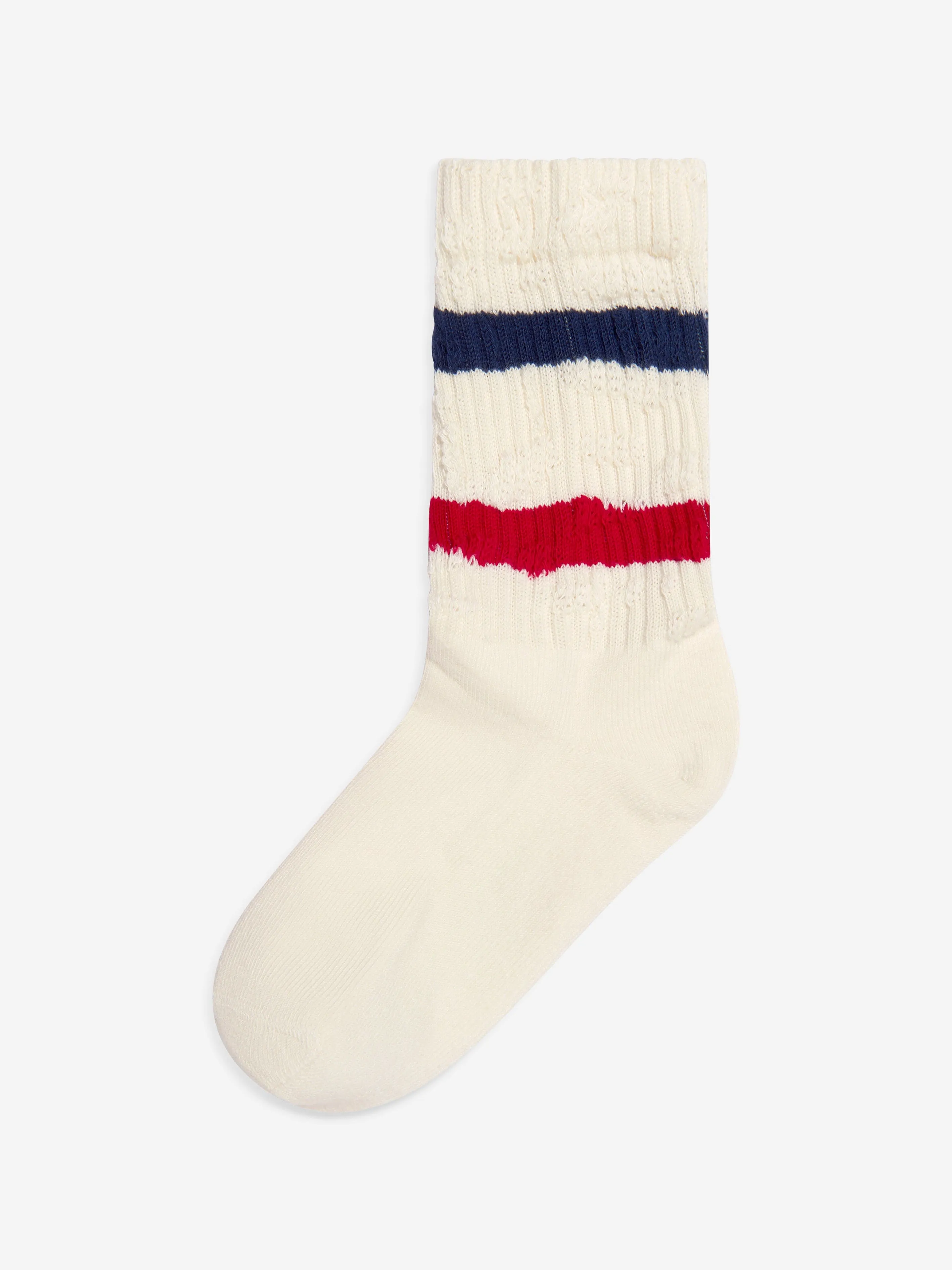 Golden Goose Kids High Rib Striped Distressed Socks in Ivory