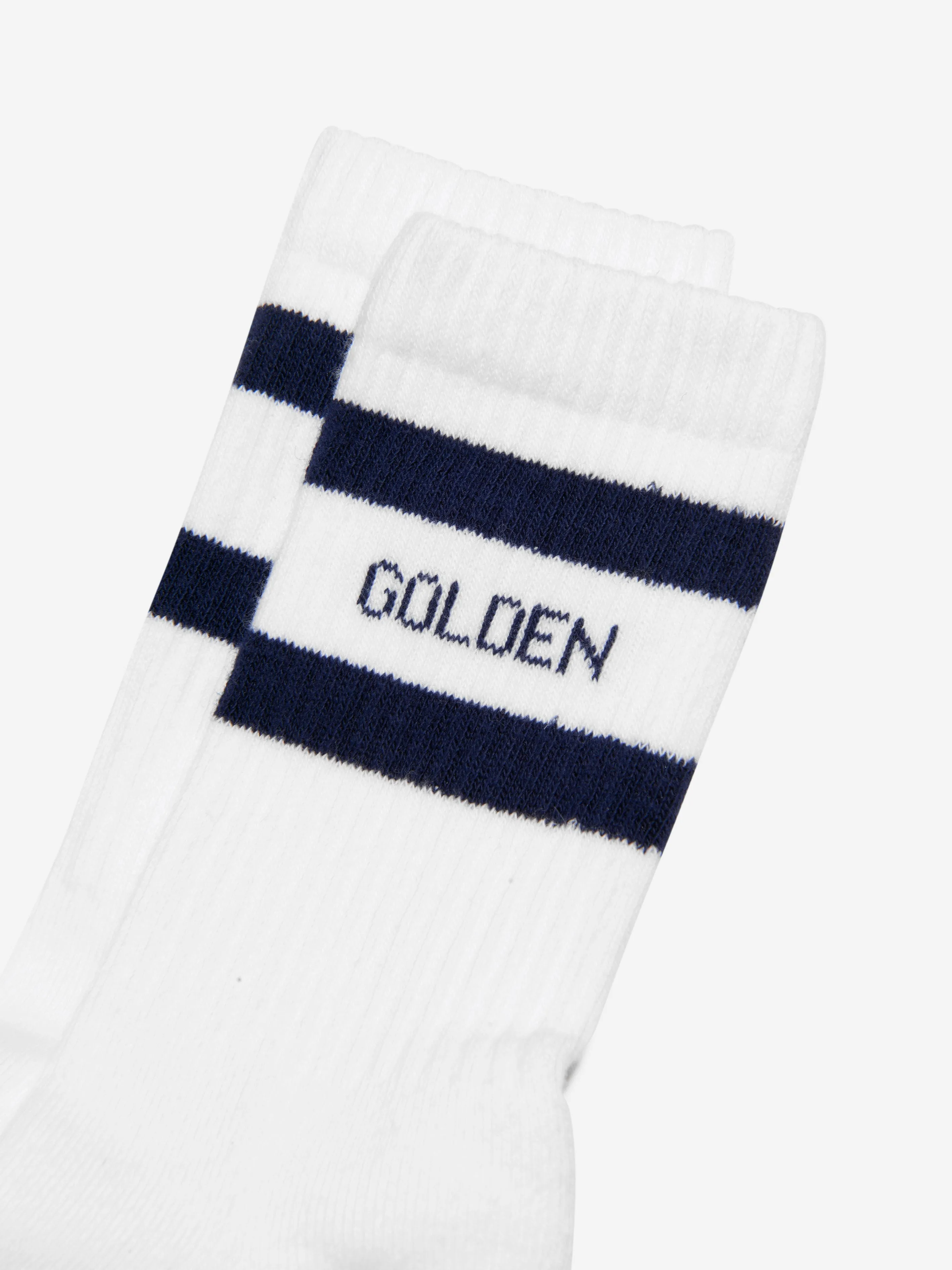 Golden Goose Kids High Rib Striped Socks in White