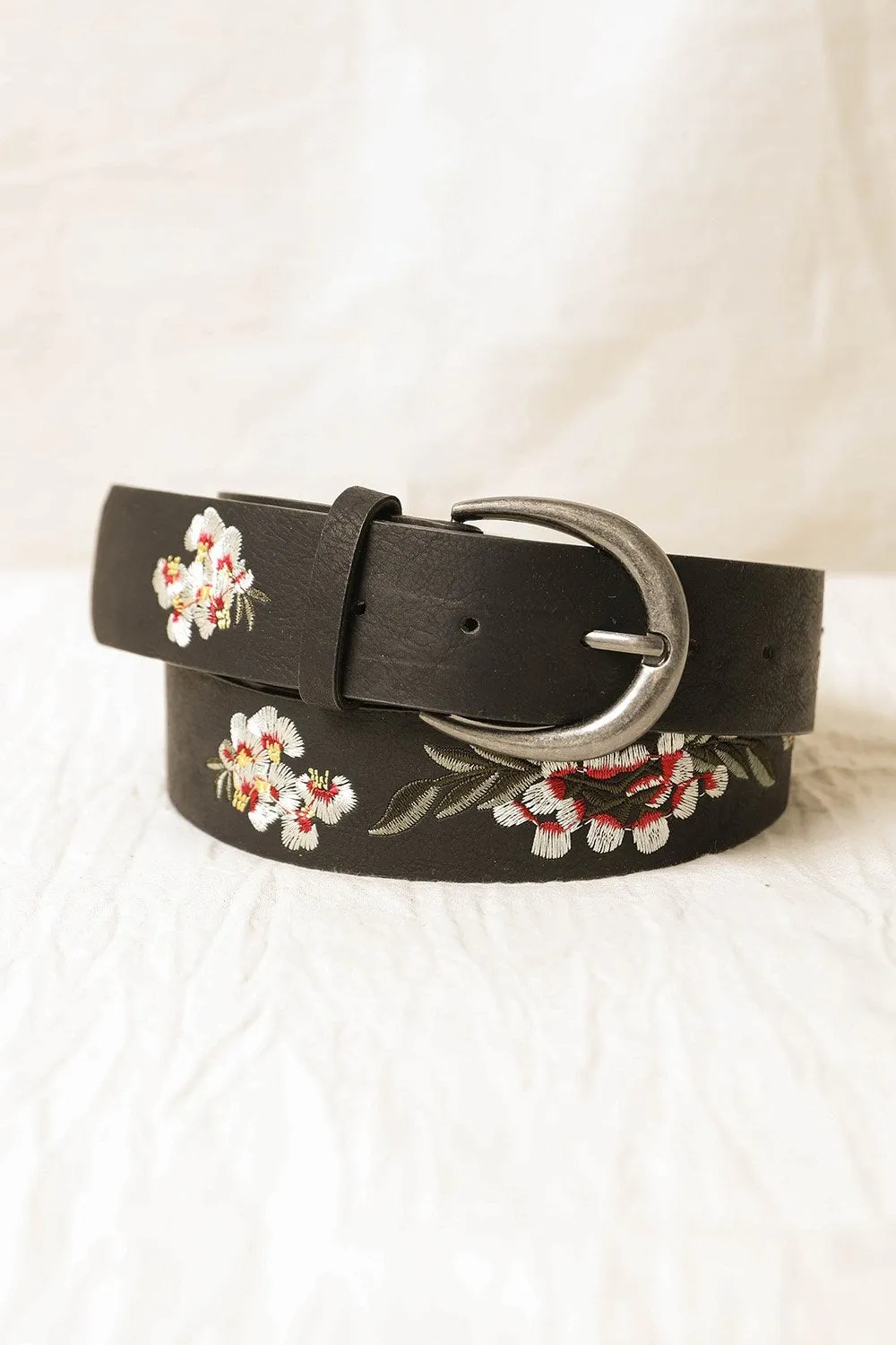 Hibiscus Embroidered Belt