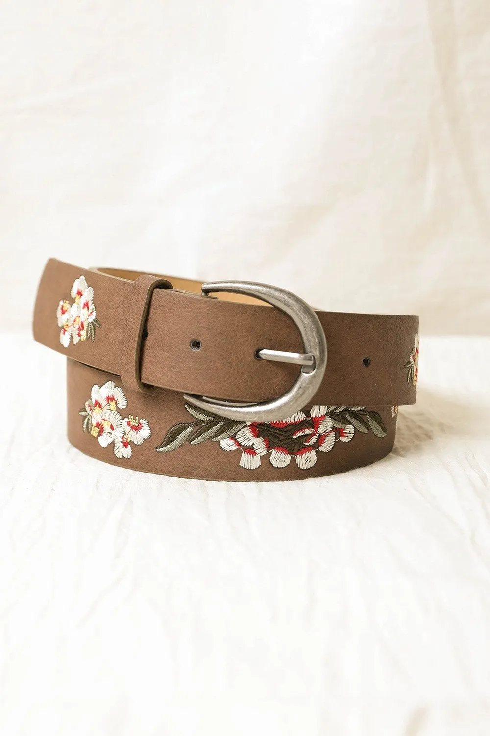 Hibiscus Embroidered Belt