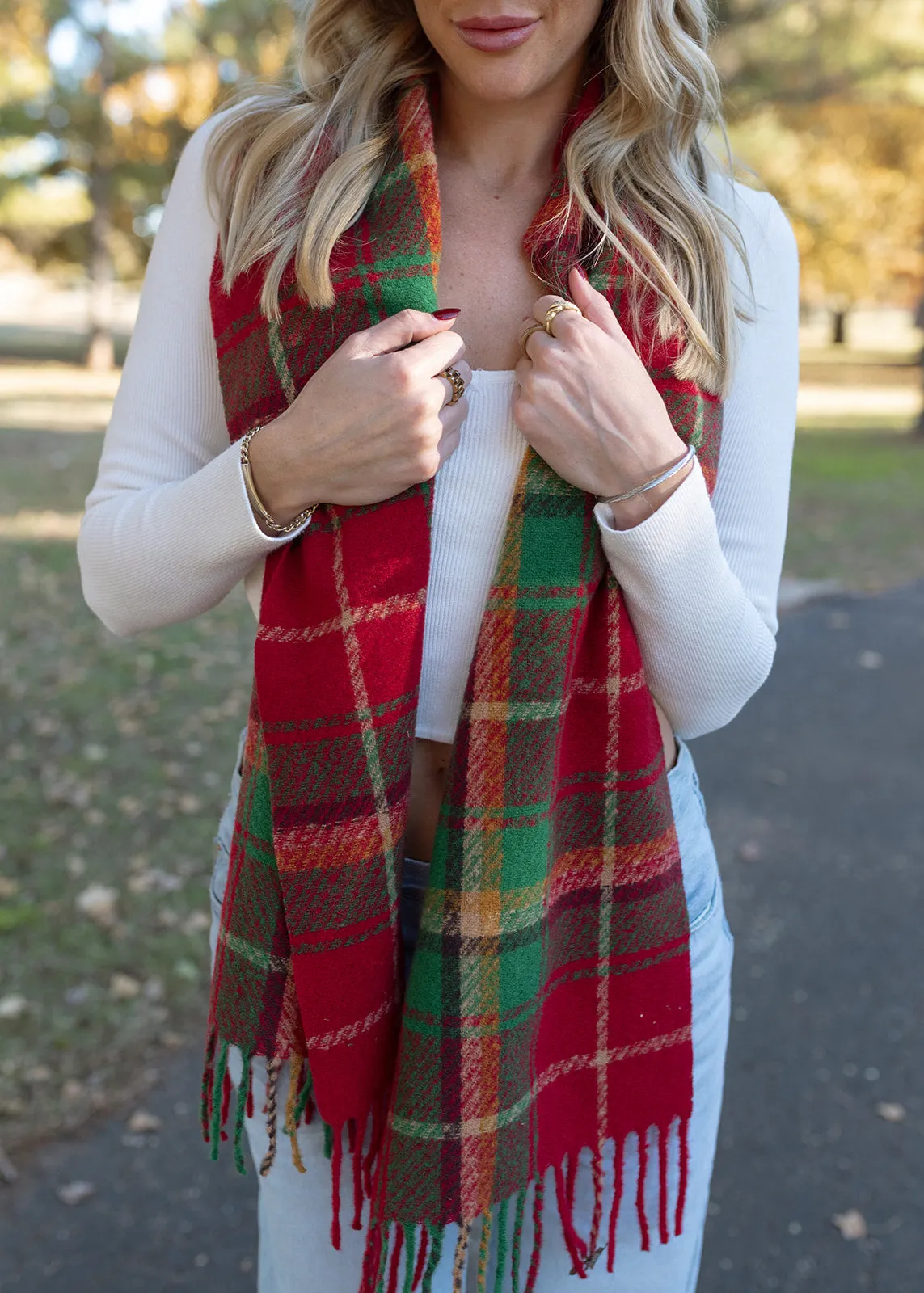 Holiday Cheer Red & Green Plaid Scarf