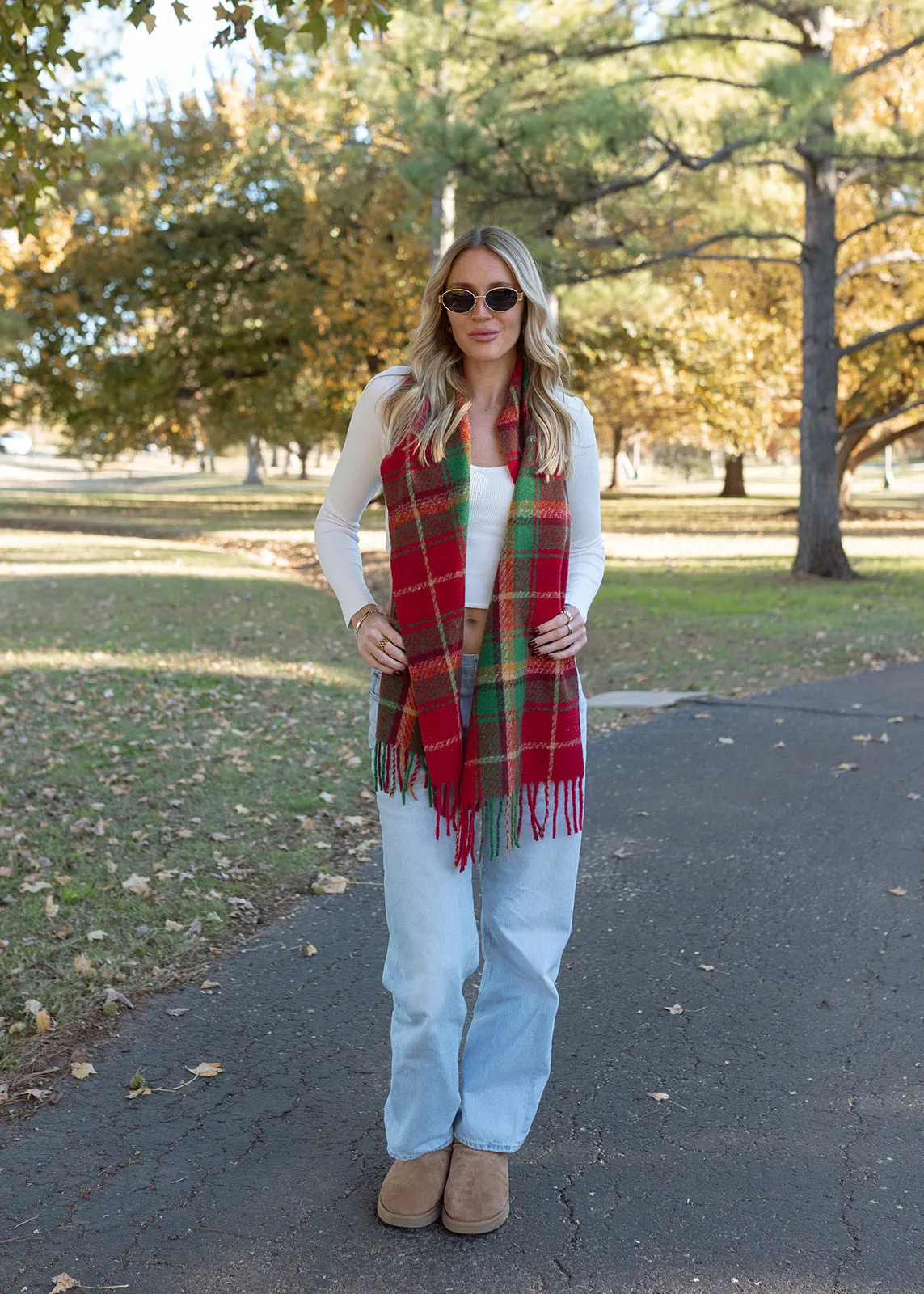 Holiday Cheer Red & Green Plaid Scarf