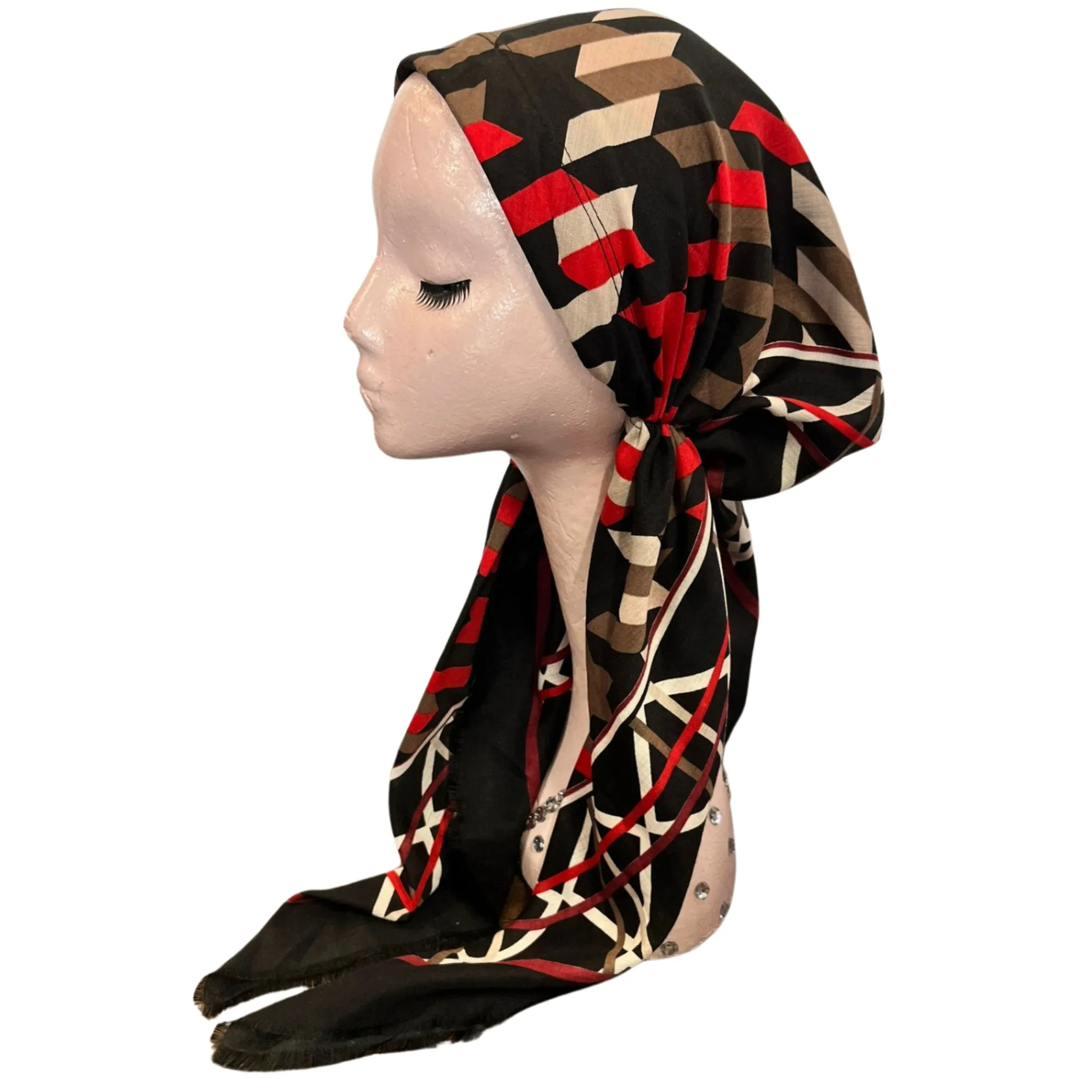 Houndstooth Criss Cross Headscarf by Itsyounique