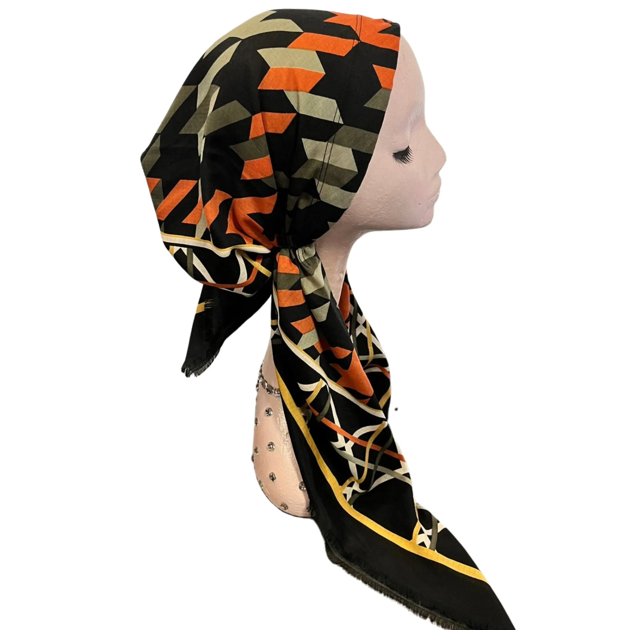 Houndstooth Criss Cross Headscarf by Itsyounique