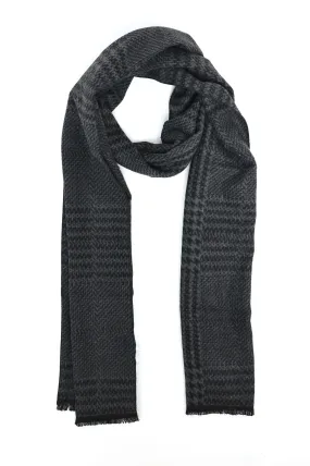 HOUNDSTOOTH PATTERN SCARF-DK GREY