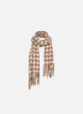 Houndstooth Print Fringe Detail Scarf