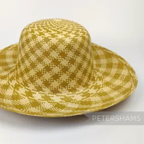 Houndstooth Vintage Ecuador Panama Straw Capeline Hat Body - 11"