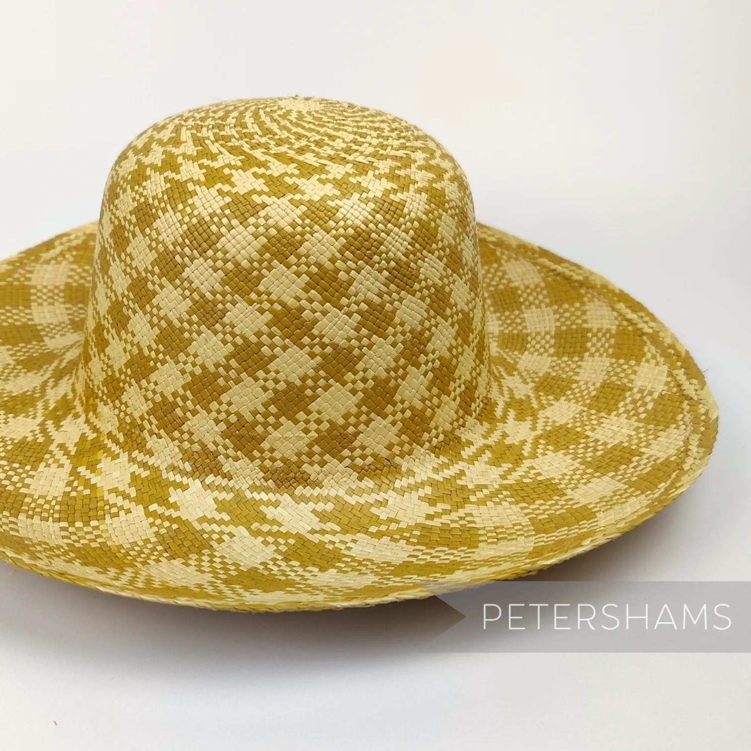 Houndstooth Vintage Ecuador Panama Straw Capeline Hat Body - 11"