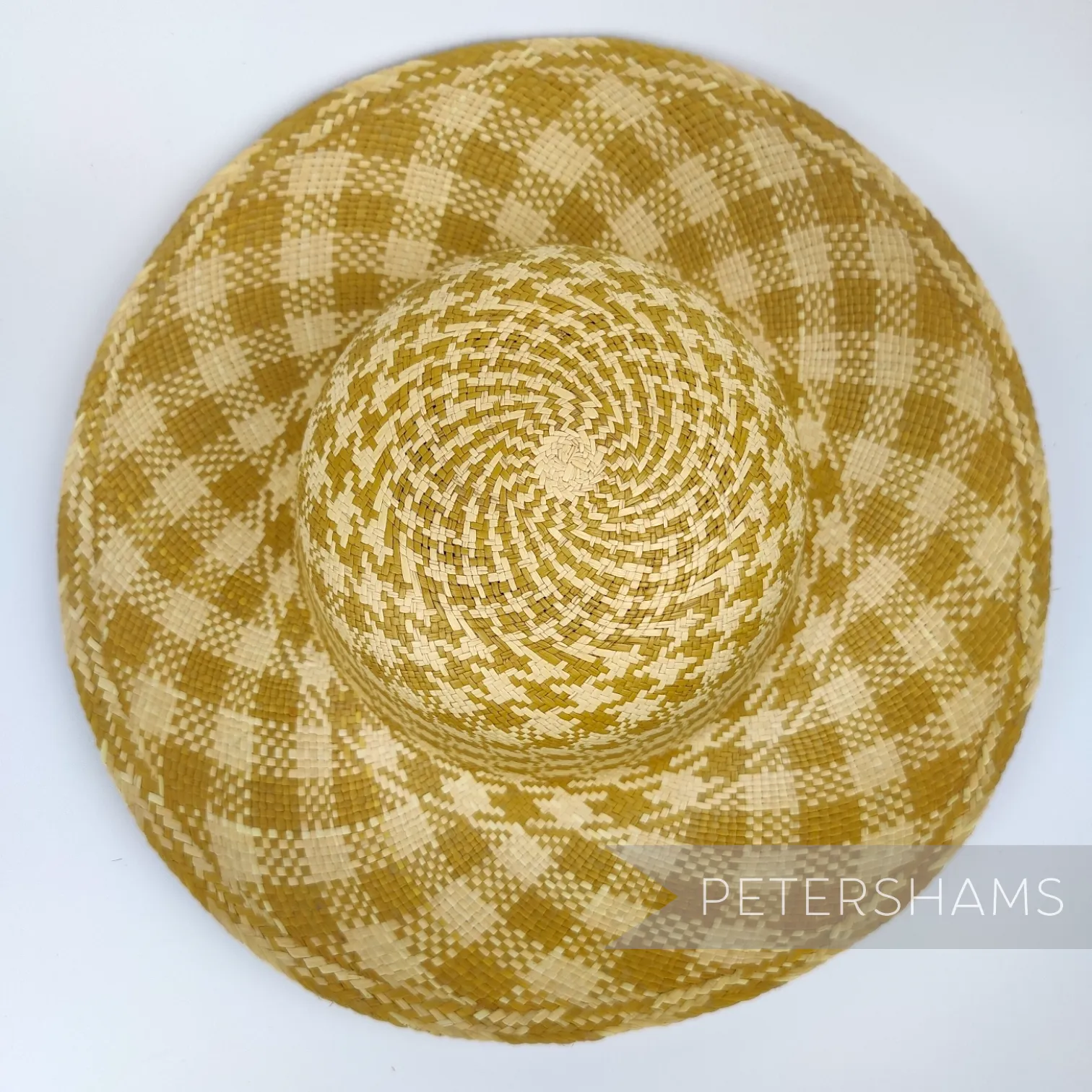 Houndstooth Vintage Ecuador Panama Straw Capeline Hat Body - 11"