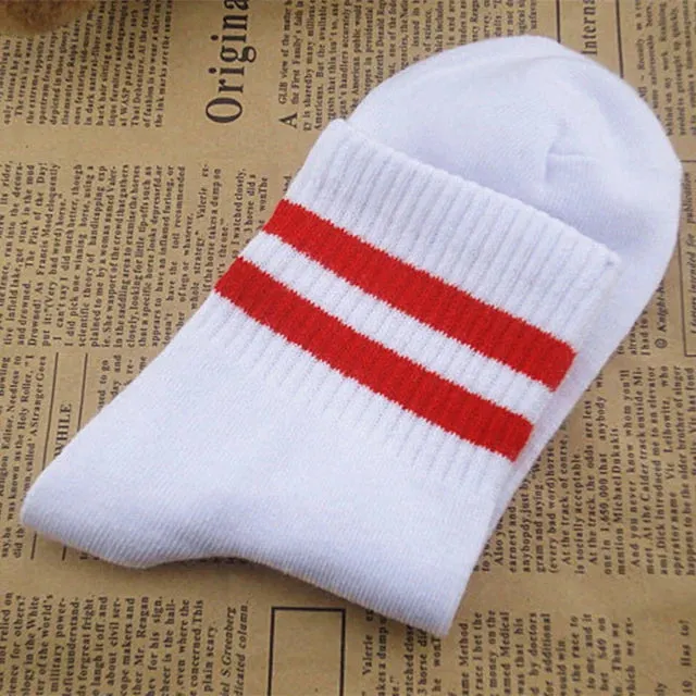 Kids Classic Two Striped Cotton Crew Socks Retro Old School Children Baby Boys Girls Socks Hiphop Skate White School Socks Black