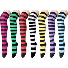 Knee High Socks for Women Teen Girls, Over the Knee Socks, Long Socks, School Socks, Striped Thigh High Socks