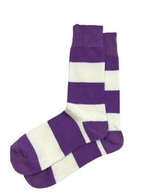 Lavender and White Striped Cotton Dress Socks By Paul Malone