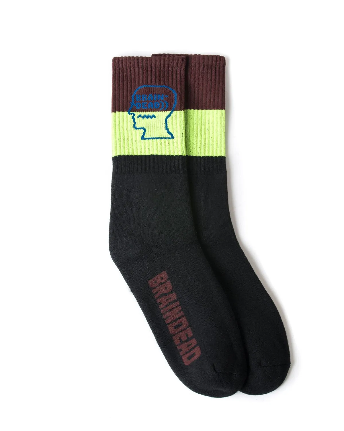 Logo Head Stripe socks - black- lime/blue/brown